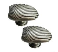 Rackumic Paquete de 2 manijas de gabinete con forma de concha, aleación de zinc, un solo agujero, para muebles, cajones, armarios, mejoras del hogar, interiores modernos o tradicionales, 45,5 x 50 mm
