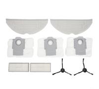 Rackumic Piezas de aspiradora para Roborock S8 S8 Plus S8 Pro Ultra, incluye 2 almohadillas de microfibra para fregona, 2 cepillos laterales, 3 bolsas de polvo no tejidas, limpieza fuerte del piso