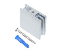 Rackumic Soporte cuadrado de latón para puerta de baño con abrazadera en U para mampara de ducha de vidrio templado de 8 a 12 mm, diseño grueso, rodamiento de carga mejorado, cromo cepillado negro