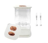 Rackumic Tarro cuadrado de plástico Kimchi con separación seca y húmeda para almacenamiento de cocina, tarro de pepinillos de fermentación, 9,9 x 19,4 x 9,7 cm, color blanco