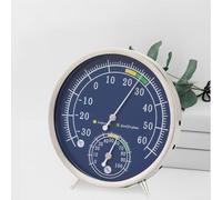 Rackumic Termómetro higrómetro de acero inoxidable de 130 mm, medición precisa de humedad y temperatura para interior y exterior, sauna, oficina, hogar, montaje en pared o mesa, color azul plateado