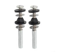 Rackumic Tornillos de fijación para asiento de inodoro, paquete de 2 tornillos de acero inoxidable resistentes a la corrosión a prueba de fugas con tuerca de bloqueo extendida y arandela de goma para