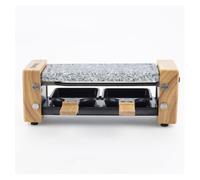 H.Koenig Raclette Duo Multifunción 2 personas WOD2 Diseño en madera natural, Piedra de granito extraíble, Fondue profesional de queso raclette, 2 sartenes antiadherentes, 2 espátulas de madera