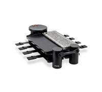 H.Koenig Raclette multifunción 8 personas RP360, 360° giratorio, Profesional, Piedra natural, Grill, Raclette fondue de queso, 8 sartenes antiadherentes, Placas extraíbles