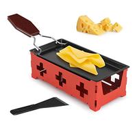 Raclette Bandeja para Hornear de Rotaster Portátil Antiadherente Bandeja con Espátula de Silicona para Derretir Queso, Chocolate, Mantequilla Rojo