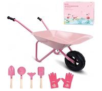 Racocol Carretilla de metal para niños y juego de herramientas de jardín, juguetes de playa, juegos educativos al aire libre, entrenamiento sensorial preescolar,Red