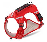 Racocou Arnés Anti-tirones Perros - Envolvente 360° con asa Trasera PVC - Tiras Reflectantes multipunto Malla Transpirable - Hebilla Seguridad un Clic - Apto Todas Tallas Perros,Rojo,S