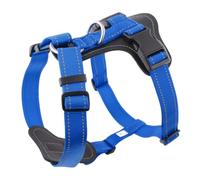 Racocou Arnés para Perro Ajustable Antitirón para Perros Grandes, Chaleco de Nylon Reflectante y Cómodo con Hebillas y 2 Clips para Correa para Perros Medianos y Grandes,Azul,XL