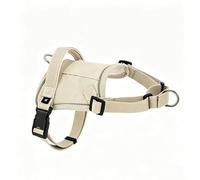 Racocou Arnés para Perro Anti-Tirones - Diseño Cuello Flexible con Bolsillo GPS, Tela Reflectante y Transpirable, Anillas Frente y Espalda - Fácil de Poner para Perros Pequeños y Medianos,Beige,M