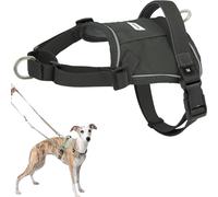 Racocou Arnés para Perro Antitirones - Bolsillo GPS Tela Reflectante y Transpirable Cuello Flexible Anillas Frontales y Traseras - Fácil de Poner para Perros de Tamaño Pequeño a Mediano,Negro,S