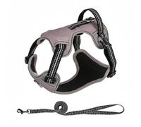 Racocou Arnés para Perro Antitirones con Correa - Envoltura de 360°, Ajustable en 4 Puntos - Reflectante y Transpirable - Asa de Control - para Perros Pequeños y Medianos,Gris,XS