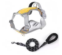 Racocou Arnés para Perro con Correa - Chaleco Ajustable Acolchado Suave Reflectante Sin Estrangulamiento de Oxford para Perros Pequeños, Medianos y Grandes Fuerte y Duradero,Beige,L