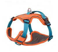Racocou Arnés para perro sin tirones, anillo de aleación ajustable de 4 puntos, tela Oxford transpirable impermeable, tiras reflectantes y mango suave, para perros pequeños a medianos, naranja, XS