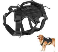 Racocou Arnés para Perros medianos, Chaleco Impermeable de Nailon Negro antitirón con asa, Hebillas de Metal, Tiras Reflectantes para Entrenamiento sin ahogo o Paseo,L