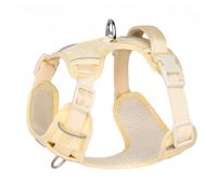 Racocou Arnés Reflectante y Cómodo para Perro Sin Tirones con Asa, Chaleco Transpirable Ajustable y Altamente Reflectante con Hebillas de Seguridad para Perros Pequeños, Medianos y Grandes,Beige,XXS