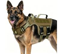 Racocou Arnés Resistente para Perros Grandes Que no jala con asa Acolchada Ajustable, sin ahorque, fácil de Poner, Chaleco de Servicio para Caminar, Entrenar y Hacer Senderismo,Latón,XL