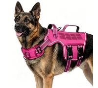 Racocou Arnés Resistente para Perros Grandes Que no jala con asa Acolchada Ajustable, sin ahorque, fácil de Poner, Chaleco de Servicio para Caminar, Entrenar y Hacer Senderismo,Rosado,L