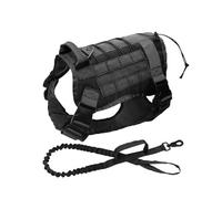 Racocou Arnés táctico para Perros Que no Tira con Correa giratoria 360°, Sistema MOLLE y asa, Chaleco Acolchado Transpirable para Perros pequeños, medianos y Grandes (10-40 kg),Negro,XL