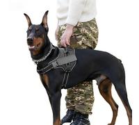 Racocou Arnés táctico para Perros sin tirones Chaleco Ajustable Reflectante de fácil colocación/Retirada para Entrenamiento y Paseo, para Perros pequeños, medianos y Grandes,Negro,S