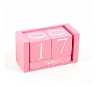 Racocou Calendario de bloque perpetuo de madera estilo tarjeta de despliegue calendario de escritorio de madera reutilizable con tarjetas de mes y fecha regalo vintage de decoración del hogar y