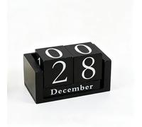 Racocou Calendario de madera de bloque perpetuo, estilo tarjeta, reutilizable, calendario de escritorio de madera con tarjetas de mes y fecha, regalo vintage para oficina, decoración del hogar, color