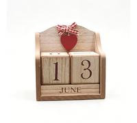Racocou Calendario Perpetuo de Madera Calendario de Bloques de Madera Maciza Hecho a Mano Reutilizable para Escritorio con Cubos de Mes y Fecha Vintage para Oficina y Hogar,Marrón
