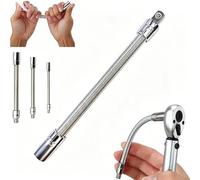 Racocou Juego de barras de extensión flexibles - 1/4", 3/8", 1/2", 360° plegable, acero de resorte de alto par, varilla universal para llave de impacto y reparación de automóviles,blanca