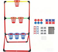 Racocou Juego de Lanzamiento al Aire Libre Incluye Marco 6 Pelotas 6 Sacos de Arena 6 Canastas 10 Clips 4 Estacas 1 Bolsa Patio Playa Camping Fiestas Prepartido
