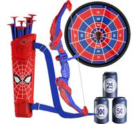 Racocou Juego de tiro con arco para niños con carcaj, flechas con ventosa y diana, juguete educativo al aire libre para niños de 3 a 12 años, regalo de cumpleaños,Rojo