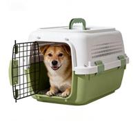 Racocou Nuevo transportador de Mascotas de plástico/Jaula de Transporte - Capacidad máxima de Carga 20 kilogramos Dimensiones 58 x 37 x 34 centímetros Equipado con comedero,Verde
