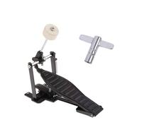 Racocou Pedal de Bombo Pedal de Golpe Único con Doble Cadena Ajuste Universal para Principiante Adulto Incluye Maza y Llave de Batería Base Antideslizante,Negro