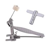 Racocou Pedal de Bombo Pedal de Golpe Único con Doble Cadena Ajuste Universal para Principiante Adulto Incluye Maza y Llave de Batería Base Antideslizante,blanca