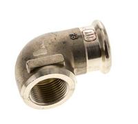Racor a presión codo 90deg - 28mm Hembra & Rp 3/4'' Hembra - Aleación de cobre