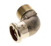 Racor a presión codo de 90 grados - 22 mm hembra y R 3/4'' macho - Aleación de cobre