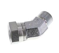 Racor Acodado 45deg G3/8'' Hembra x Macho Acero Alta Presión 60° Cono 325bar (4566.25psi) Hidráulico