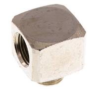 Racor acodado 90deg G1/2'' Macho x Hembra Latón niquelado 16bar (224.8psi)