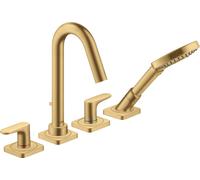 Racor de bañera de 4 orificios hansgrohe AXOR Citterio M con manijas de palanca y rosetas, 34444250, Color: Óptica de oro cepillado