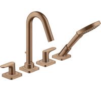 Racor de bañera de 4 orificios hansgrohe AXOR Citterio M con manijas de palanca y rosetas, 34444310, Color: Oro rojo cepillado