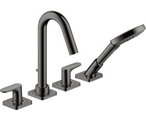 Racor de bañera de 4 orificios hansgrohe AXOR Citterio M con manijas de palanca y rosetas, 34444330, Color: Cromo negro pulido