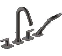 Racor de bañera de 4 orificios hansgrohe AXOR Citterio M con manijas de palanca y rosetas, 34444340, Color: Cromo negro cepillado