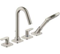 Racor de bañera de 4 orificios hansgrohe AXOR Citterio M con manijas de palanca y rosetas, 34444800, Color: Óptica de acero inoxidable