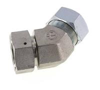 Racor de corte en codo de 45 grados de acero galvanizado 35L con rótula 160 bar Cono de cierre con junta tórica de NBR Ajustable ISO 8434-1