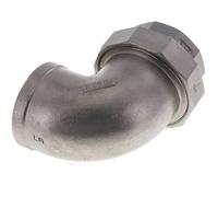 Racor de unión acodado de 90 grados Rp2'' hembra Acero inoxidable Junta plana PTFE 16bar (224.8psi)