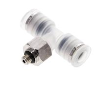 Racor en T de 6mm x M 5 con rosca macho PA/Acero inoxidable EPDM FDA Giratorio