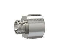 Racor reductor, largo, G 1/2 A, G 3/4 I, SW 32, acero inoxidable 1.4571, presión de trabajo máx. 60 bares, temperatura de funcionamiento Máx. 150 °C.