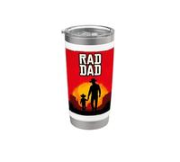 Rad Dad Padre e Hijo Cowboys Western Sunset Vaso térmico de acero inoxidable de doble pared