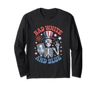 Rad White and Blue Skeleton Radiology Fun Manga Larga