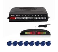 Radar Aparcamiento Sensor Sistema, Cocar Coche Aparcamiento Kit con 8 Estacionamiento Sensores + Detección de Distancia + Sonido Advertencia(Azul Color)