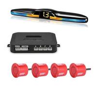 Radar De Retroceso Sensor Aparcamiento Radar Marcha Atrás Trasero Coche Retroiluminación Monitor Parktronic Kit Pantalla Detector Asistente 4 Sondas(Rojo)