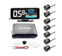 Radar Marcha Atrás Trasero para Coche Pantalla LCD Sensor Aparcamiento Detección Distancia Zumbador Sonido Advertencia Aparcamiento Sistema Radar(Black 8pcs)